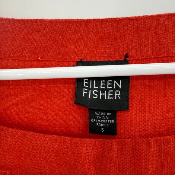 EILEEN FISHER Linen Boxy Lagenlook Shirt Size S Oversized Pockets Beachy Cool - Picture 4 of 8